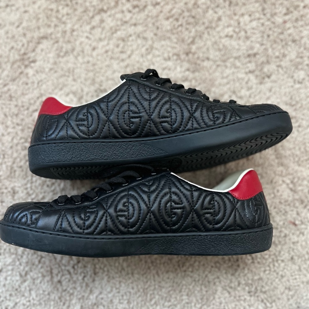 Gucci Black and Red Geometric Sneakers